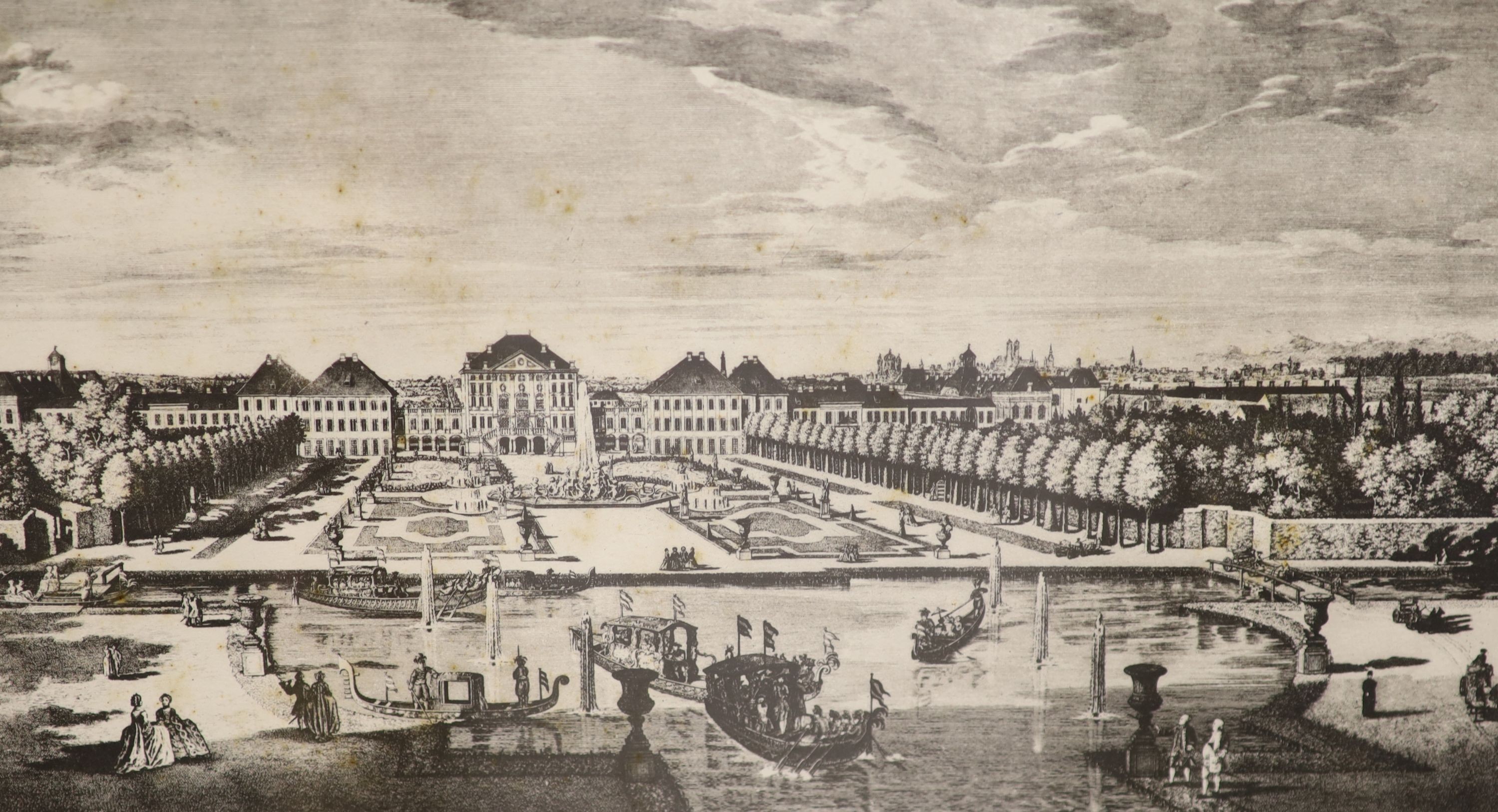 J.Kip after L.Knyff, hand coloured engraving, “Somerset House, La Maison Somerset” (1708) 35 x 48cm and four other prints